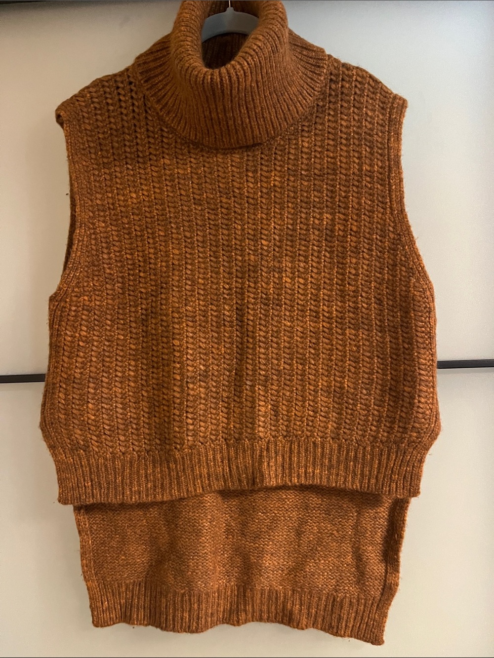 3.1 Phillip Lim Sleeveless Turtleneck Sweater Vest in Rusty Orange / Brown